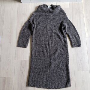 Humanoid Sweater Dress Womens S Brown Merino Wool Alpaca Blend Mock Neck Midi